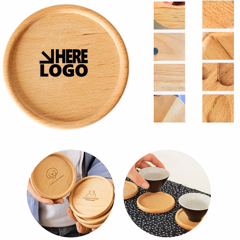 Custom Logo Wooden Round Coasters
