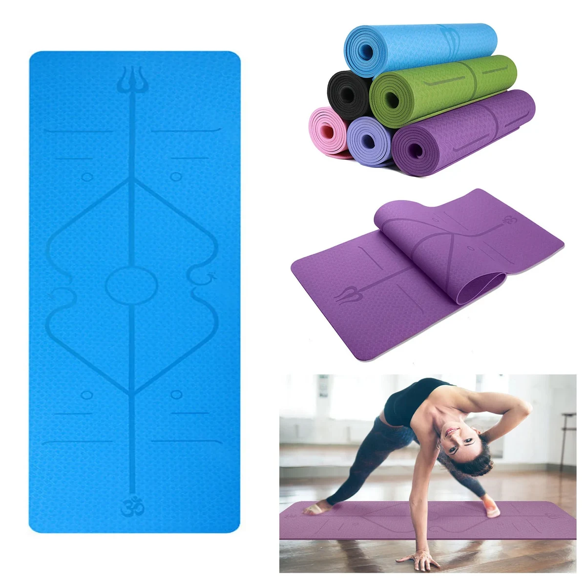 Soft TPE Fitness Yoga Mats With Alignment line 1