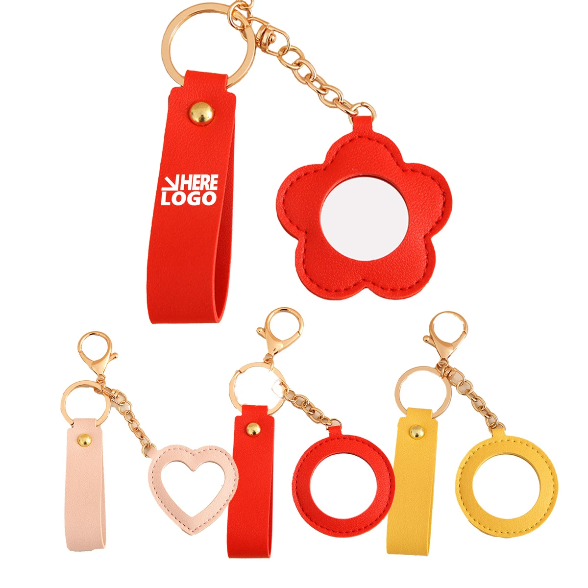 Lipstick Mirror Keychain PU Leather 1