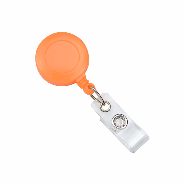 Round Plastic Clip-On Neon Badge Reel (Neon Orange)