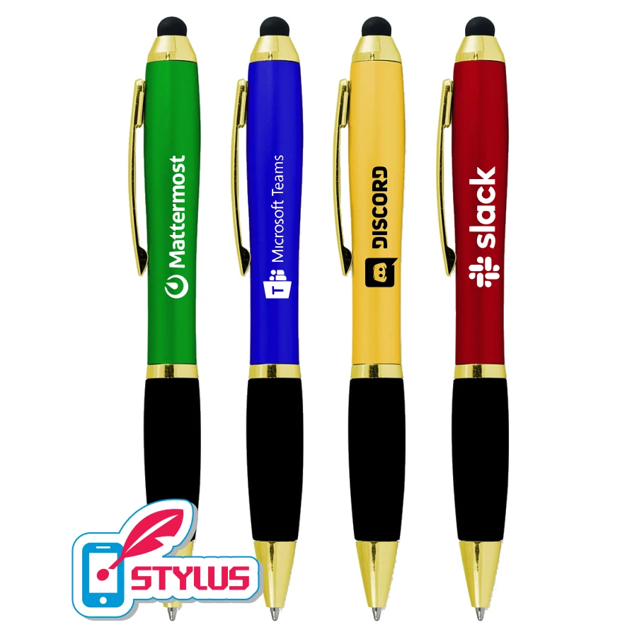 Colored "Executive" Stylus Twist Pen w/ Gold Trim 1