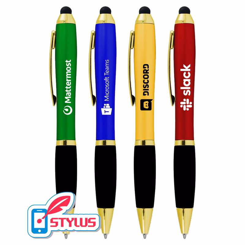 Colored "Executive" Stylus Twist Pen w/ Gold Trim