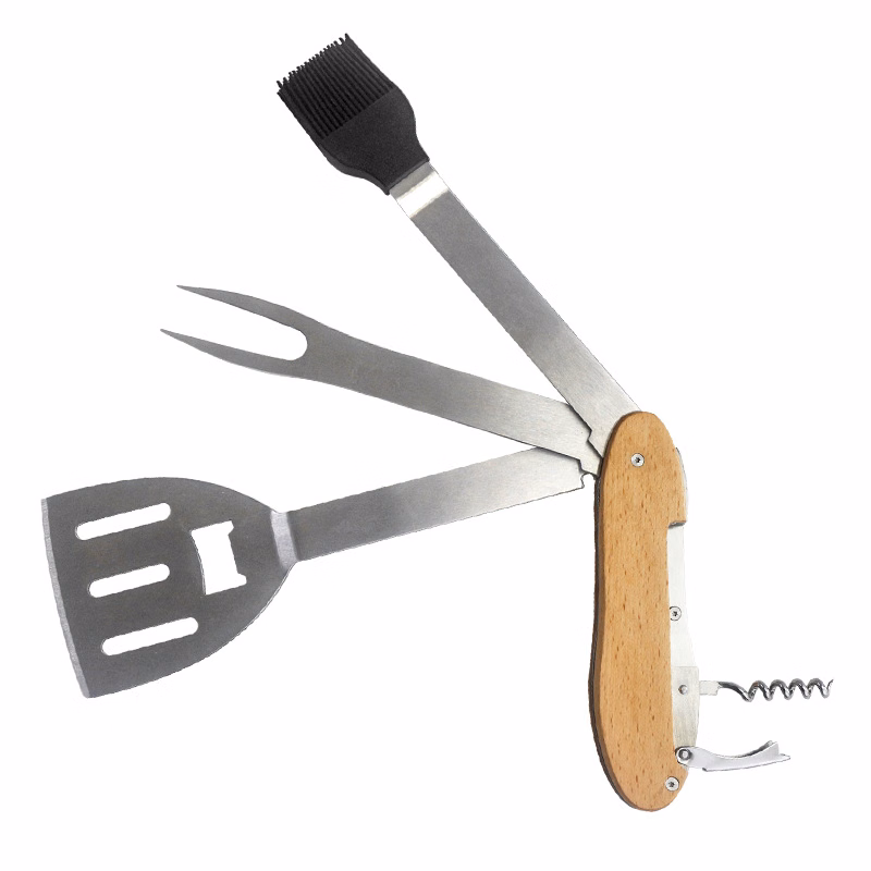 Multi-purpose Folding Grill Detachable BBQ Supplies Five-in-one Open Disassembly Wooden Handle Too