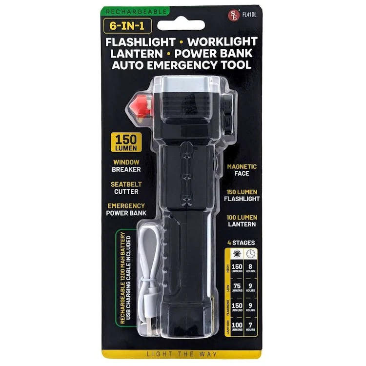 6-in-1 Rechargeable Flashlight - Assorted 1