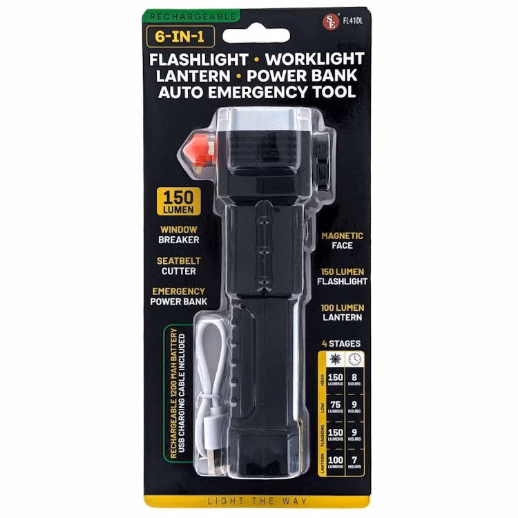6-in-1 Rechargeable Flashlight - Assorted