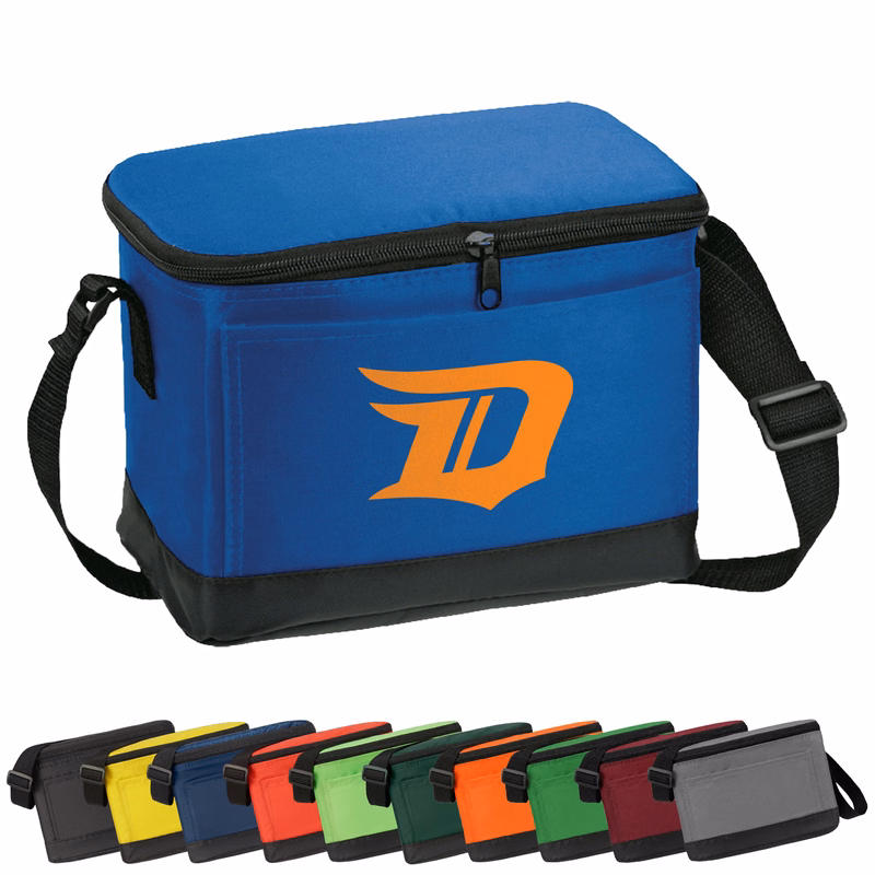 Compact Insulated Zipper Cooler Bag with Front Pocket 9.25" x 7" x 7"