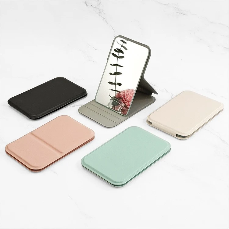 PU Leather Stand Up Desktop Folding Makeup Mirror 1