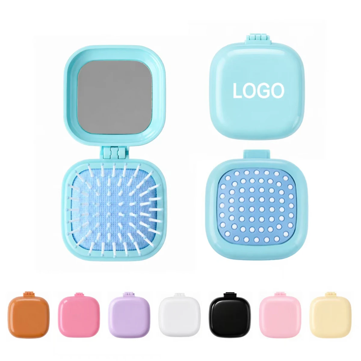 Compact Folding Hairbrush With Mirror 1