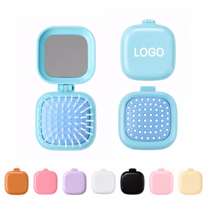 Compact Folding Hairbrush With Mirror