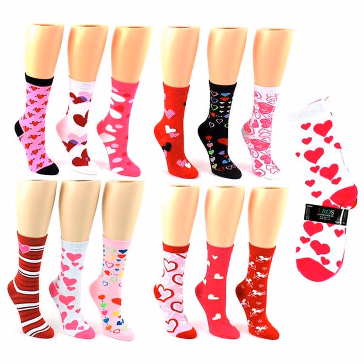Women's Crew Socks - Valentine's Day Print Size 9-11