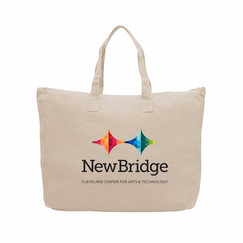 10 oz. Large Natural Zippered Canvas Tote