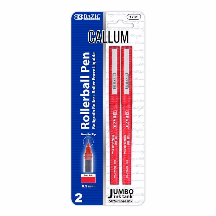 Needle-Tip Rollerball Pens - Red 2 Pack