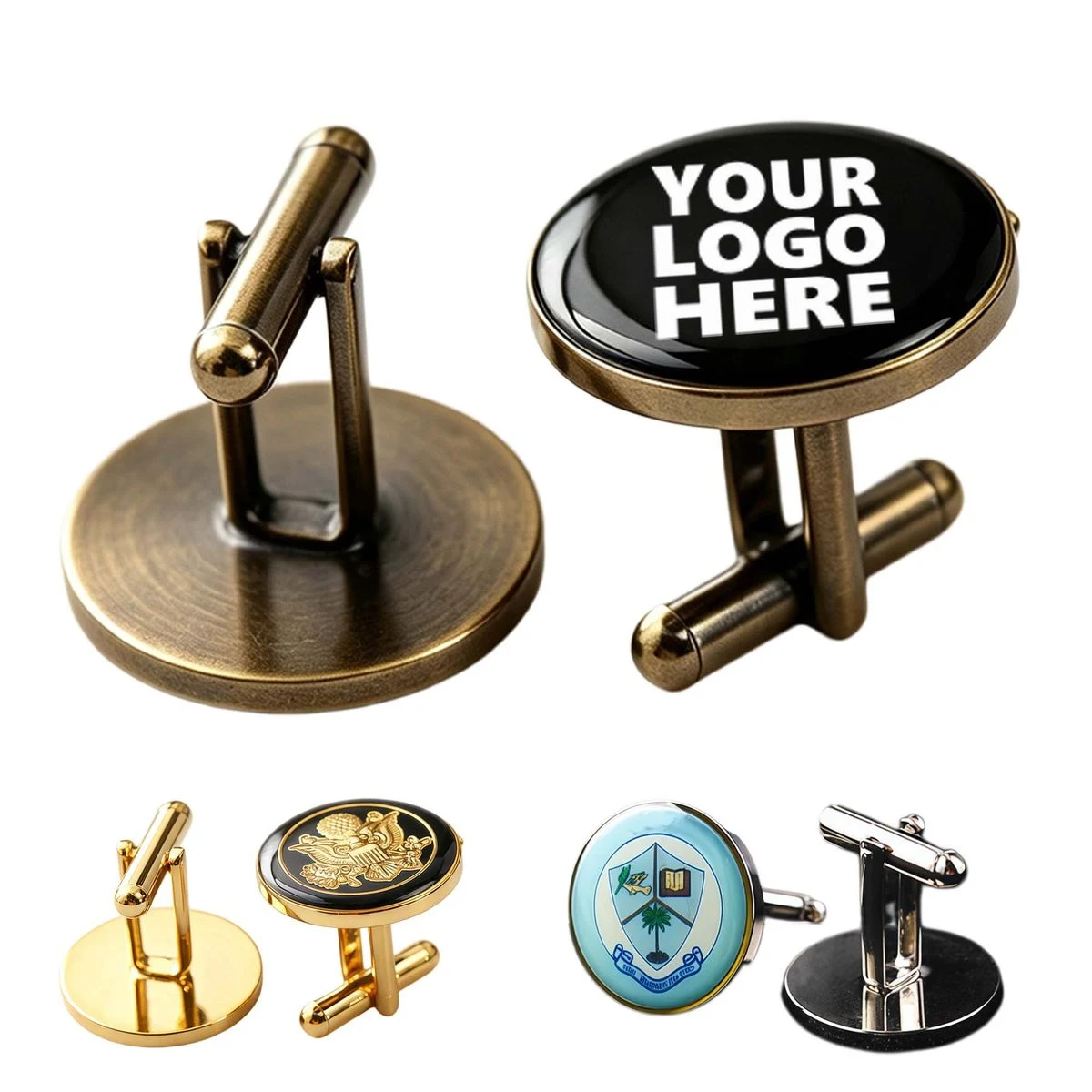 Brass Cufflinks With Epoxy Dome 1