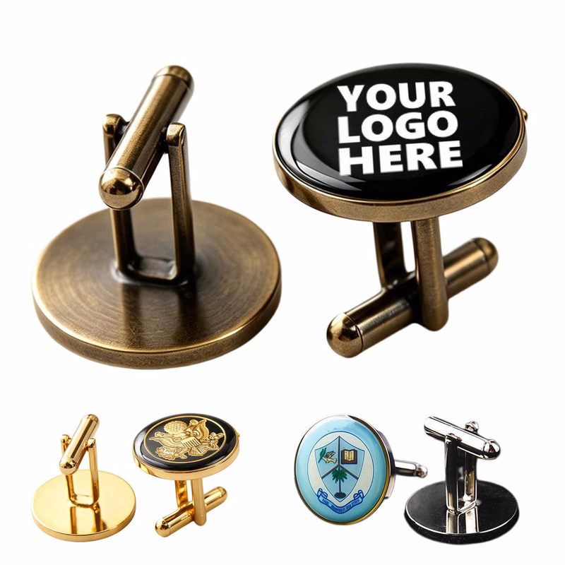 Brass Cufflinks With Epoxy Dome