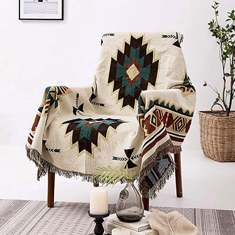 Custom Woven Tapestry Throw Blanket with Fringe (50"x60")