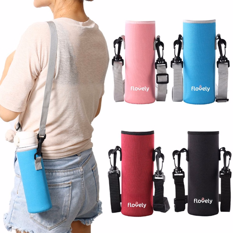 Neoprene Water Bottle Sleeve with Shoulder Strap