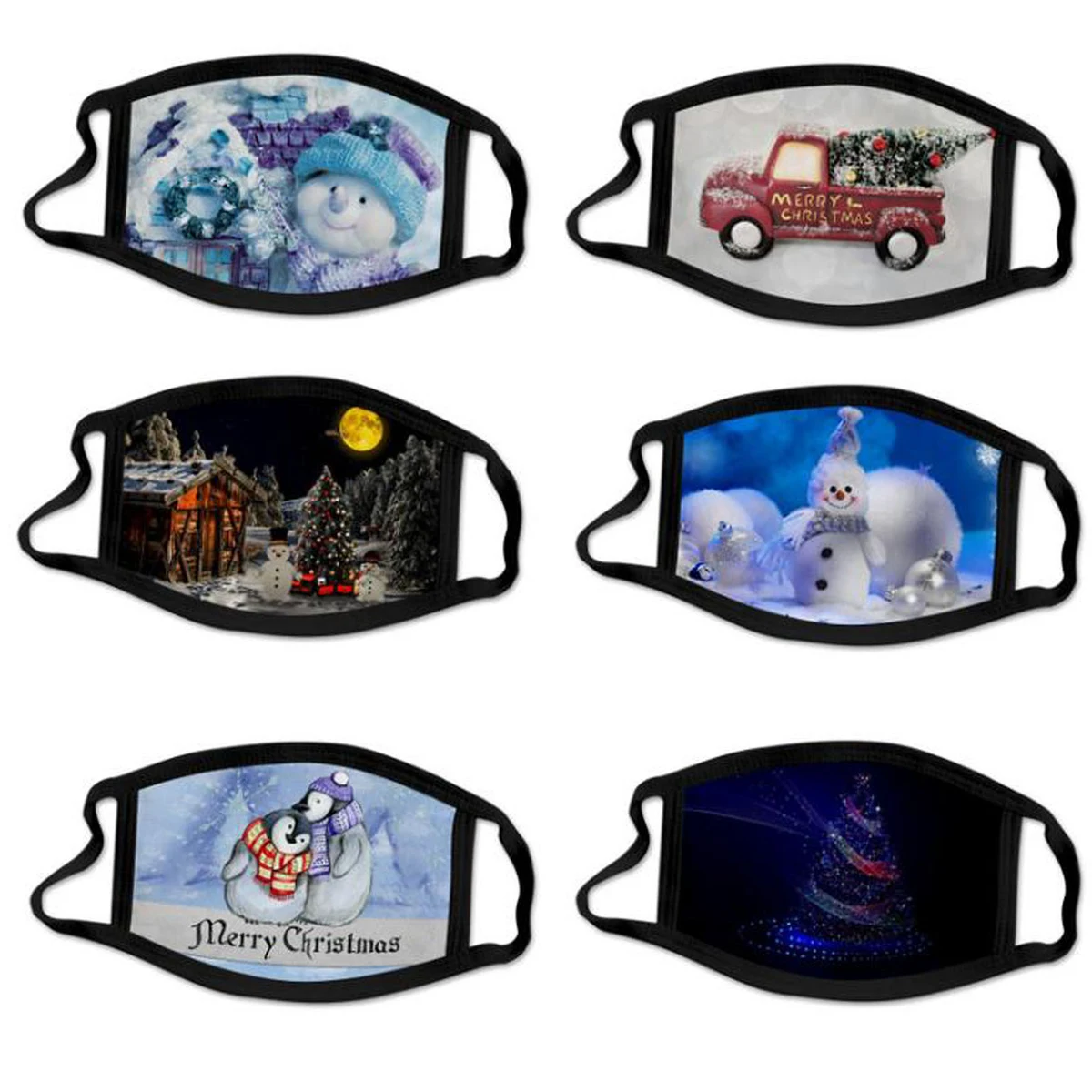 3D Christmas Digital Printing Polyester Fabric Christmas Mask 1