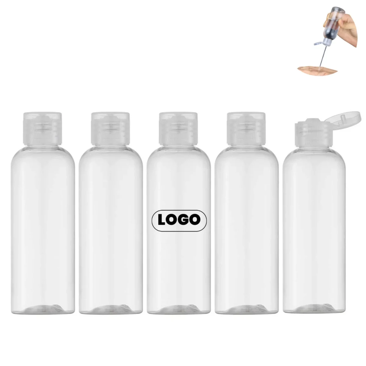 1.7oz Plastic Empty Squeeze Bottles with Flip Cap Hand 1