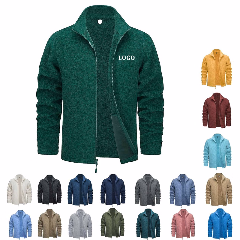 "Men Zipper Fleece Jacket Full zipper"