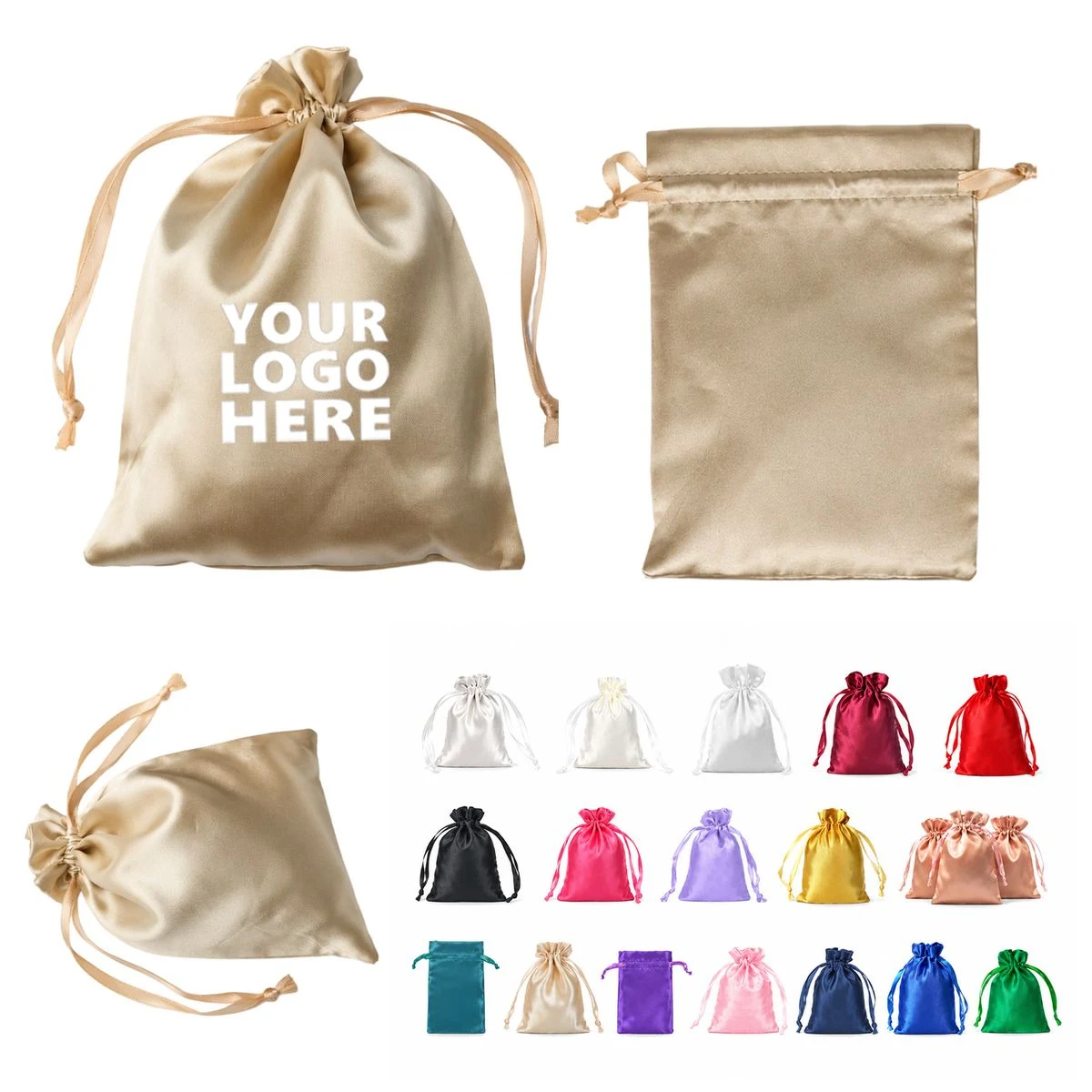 6x8 Satin Drawstring Gift Pouch Jewelry Cosmetic Bag 1