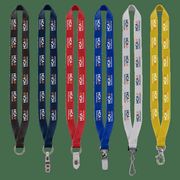 3/4" Polyester Lanyard with Sewn Silver Metal Split-Ring