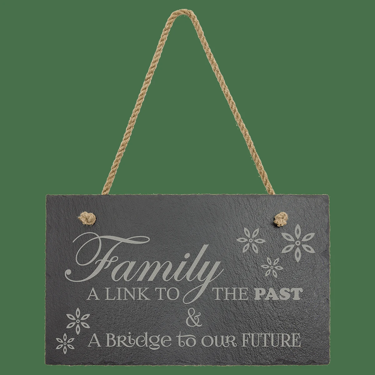 11 3/4" x 7" Charcoal Gray Rectangle Slate Decor with Hanger String 1