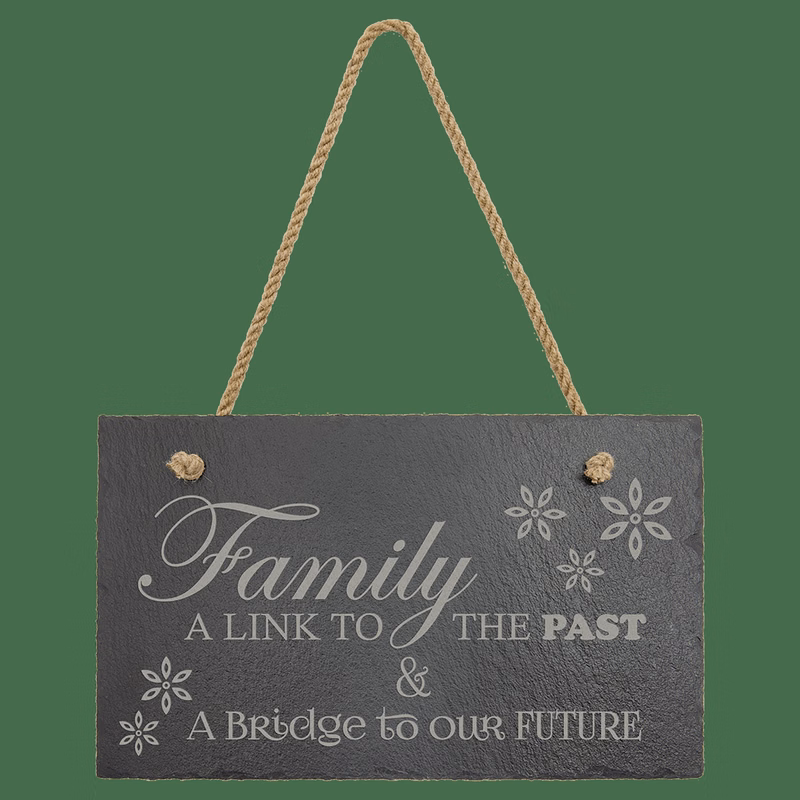 11 3/4" x 7" Charcoal Gray Rectangle Slate Decor with Hanger String