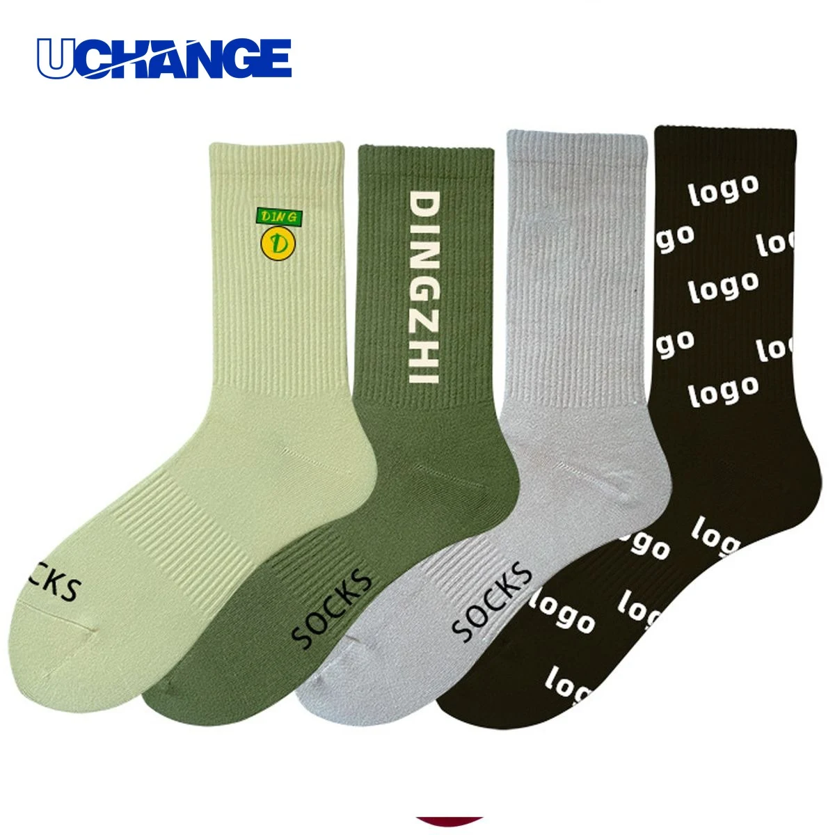 Jacquard Knit Casual Crew Socks 1