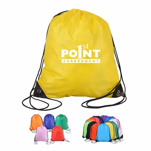 Custom 210D Polyester 16.5" Drawstring Backpack With Reinforced Grommets — Sports Promo
