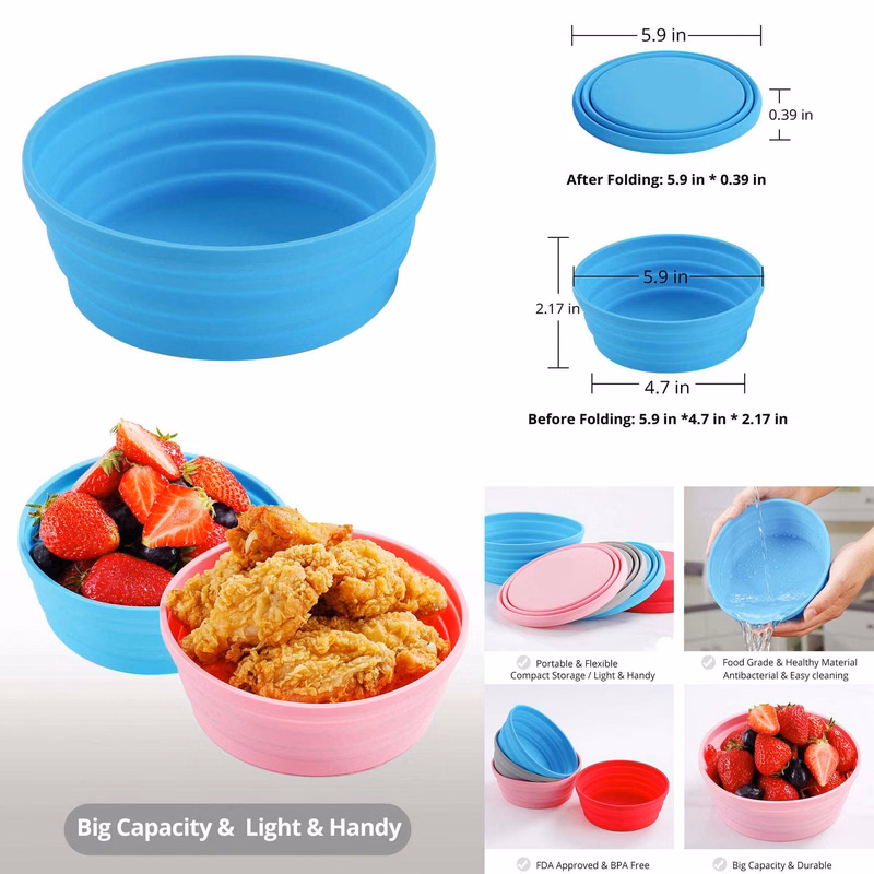 Folding Silicone Camping Travel Bowls