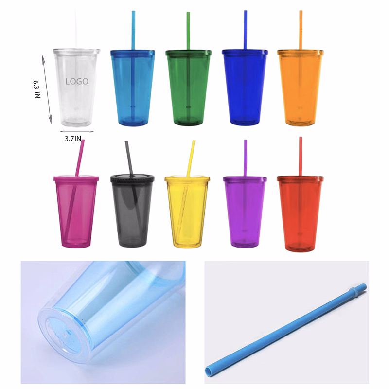 MOQ 10 PCS Stylish 16oz Transparent Plastic Straw Cup