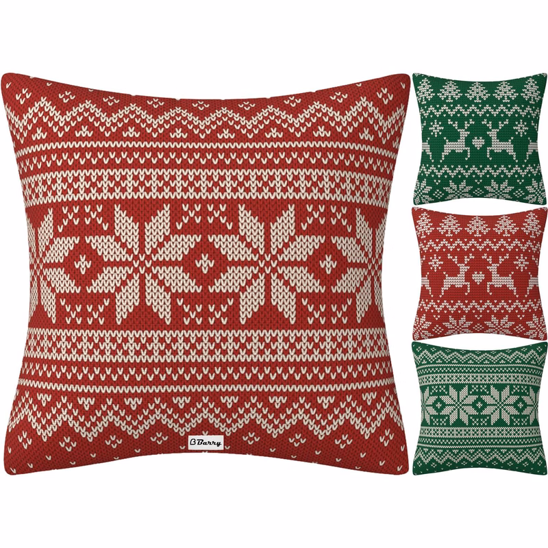 Winter Christmas Knit Look Pillow Cover