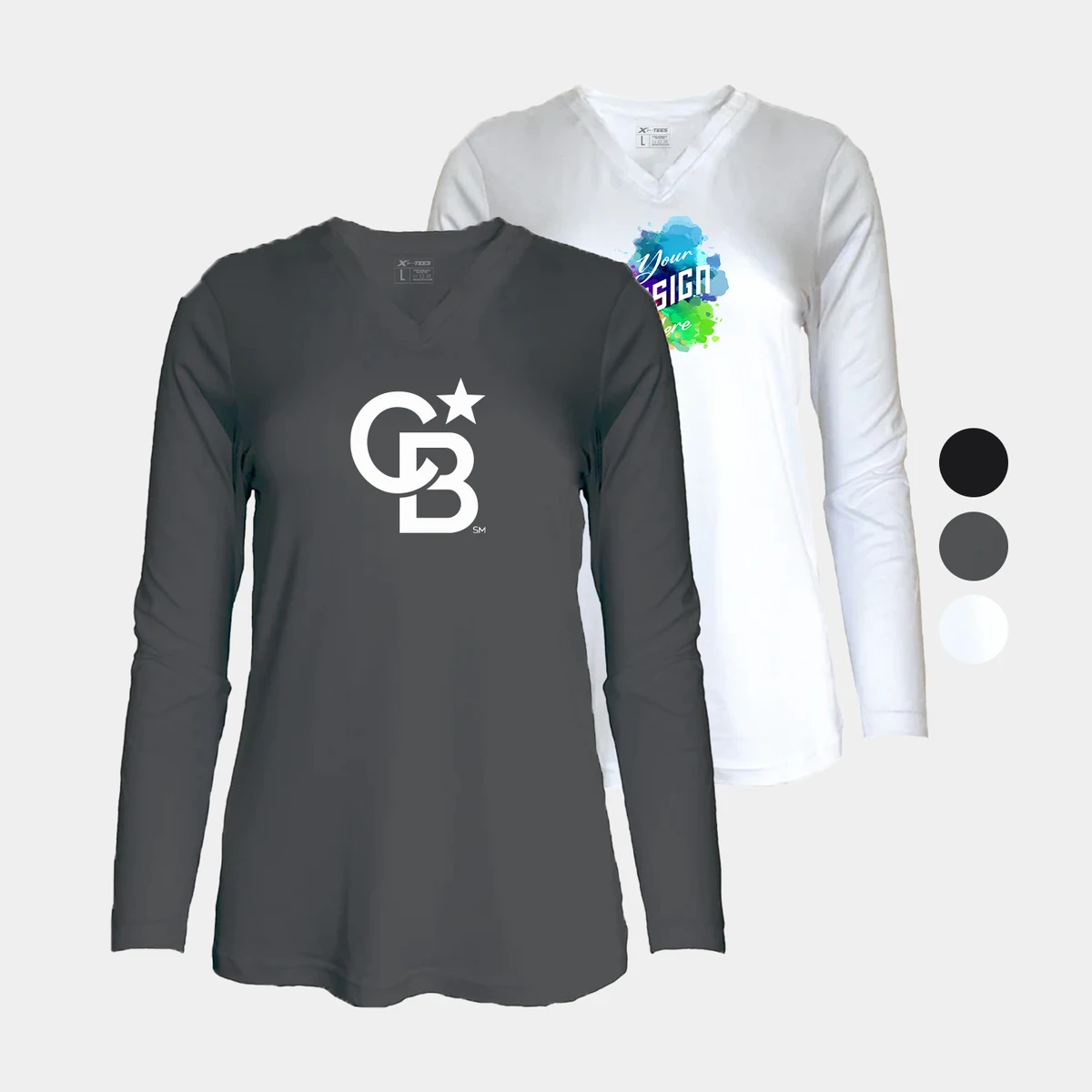 Women's Long Sleeve Jersey V-Neck Tee 1