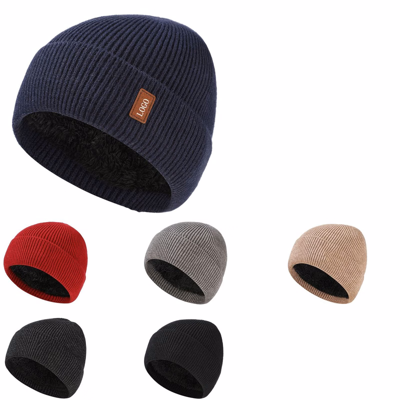 Winter Knit Hat with Fleece Lining Warm