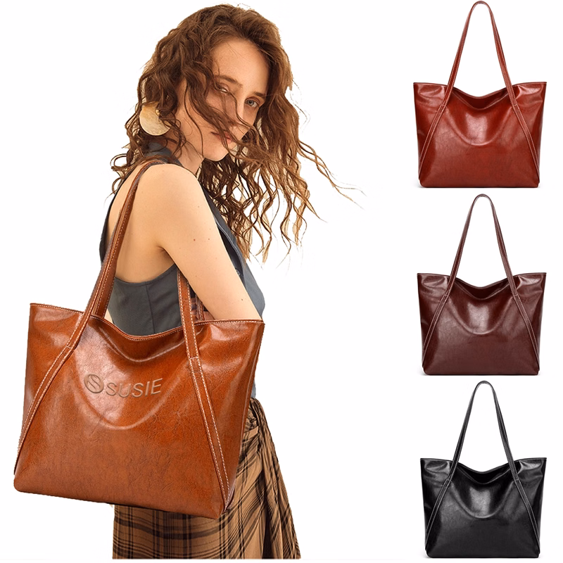 Vintage Leather Tote Shoulder Bag