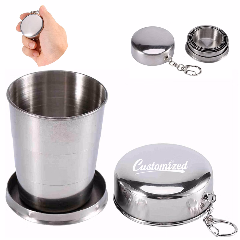 Stainless Steel Collapsible Travel Cup with Keychain