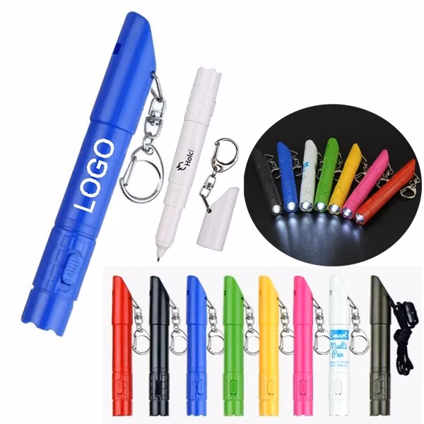 Outdoor Whistle Ballpoint Pens w/ LED Light