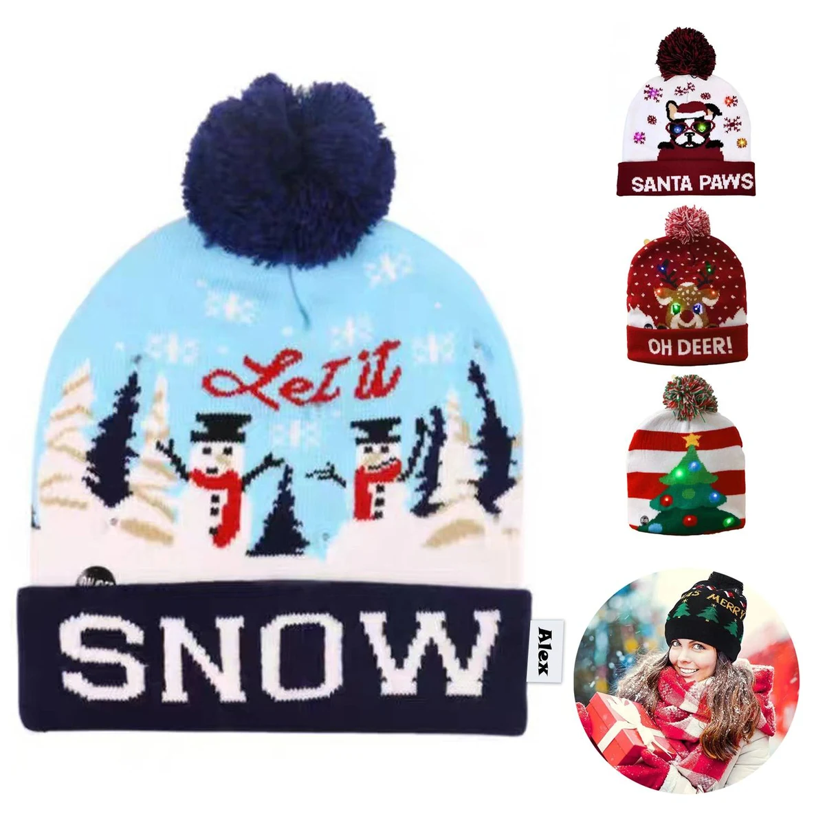 Christmas Hat Beanie with LED Light 1