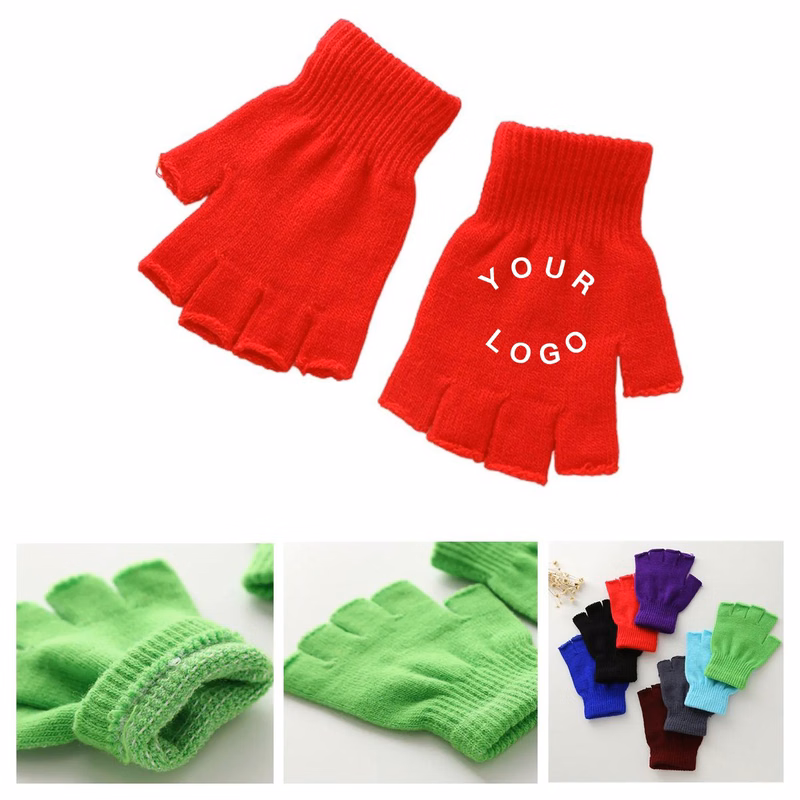 Acrylic Cold Weather Half Finger Gloves