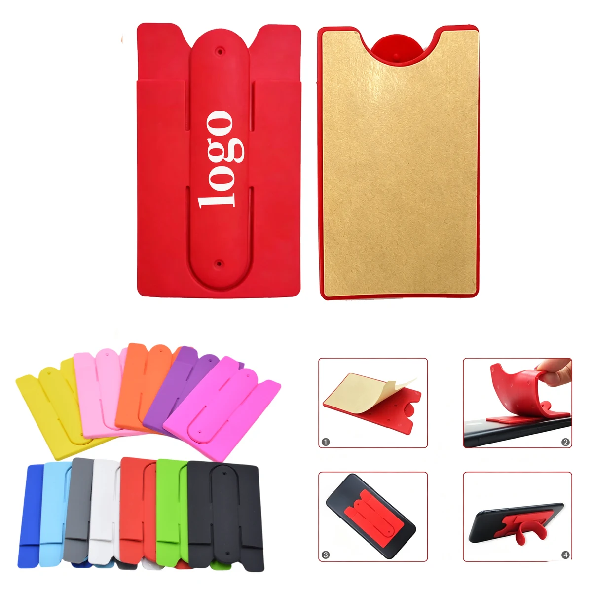 Silicone Phone Card Holder With Foldable Stand 1