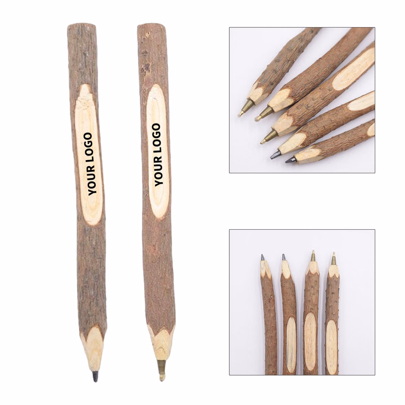 Natural Bark Ballpoint Pen Pencil Set