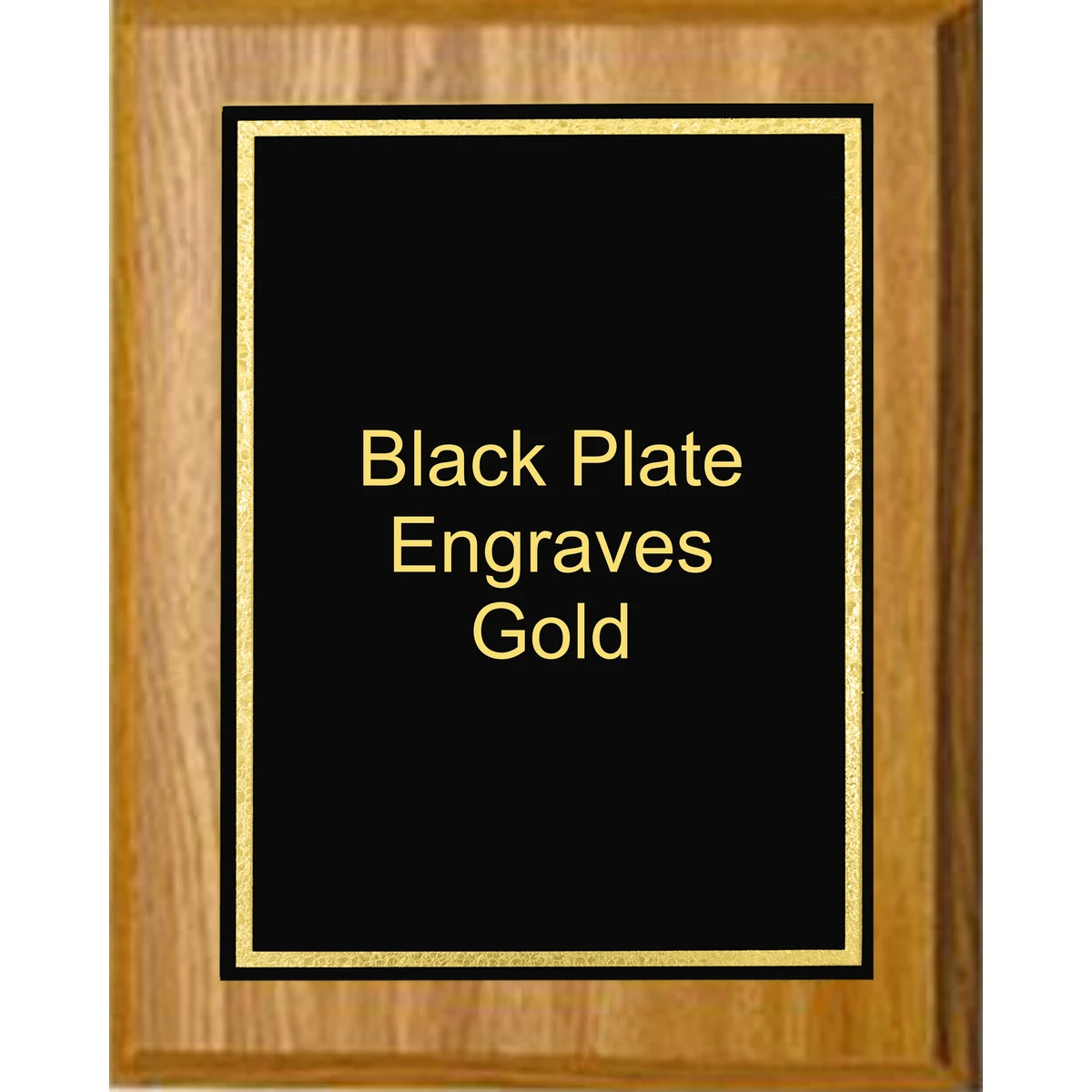 6" x 8" Oak Finish Plaque with a Black Florentine Plate 1