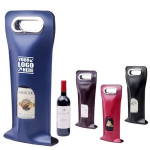 PU Leather Wine Bag with Window and Metal Handles 1