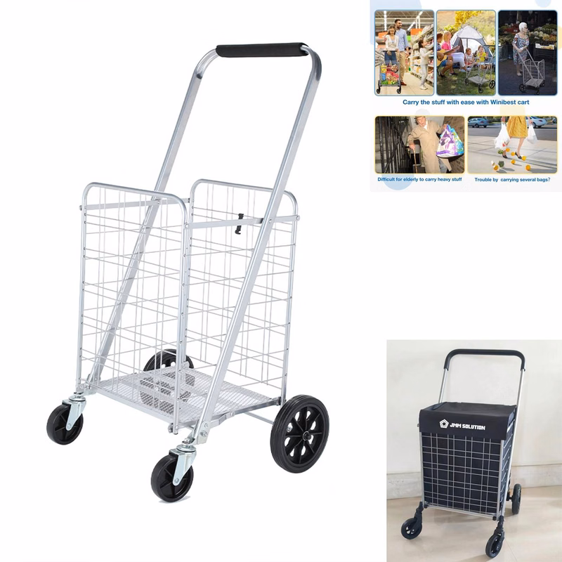 Super Capacity Grocery Cart With Rolling Swivel Wheels