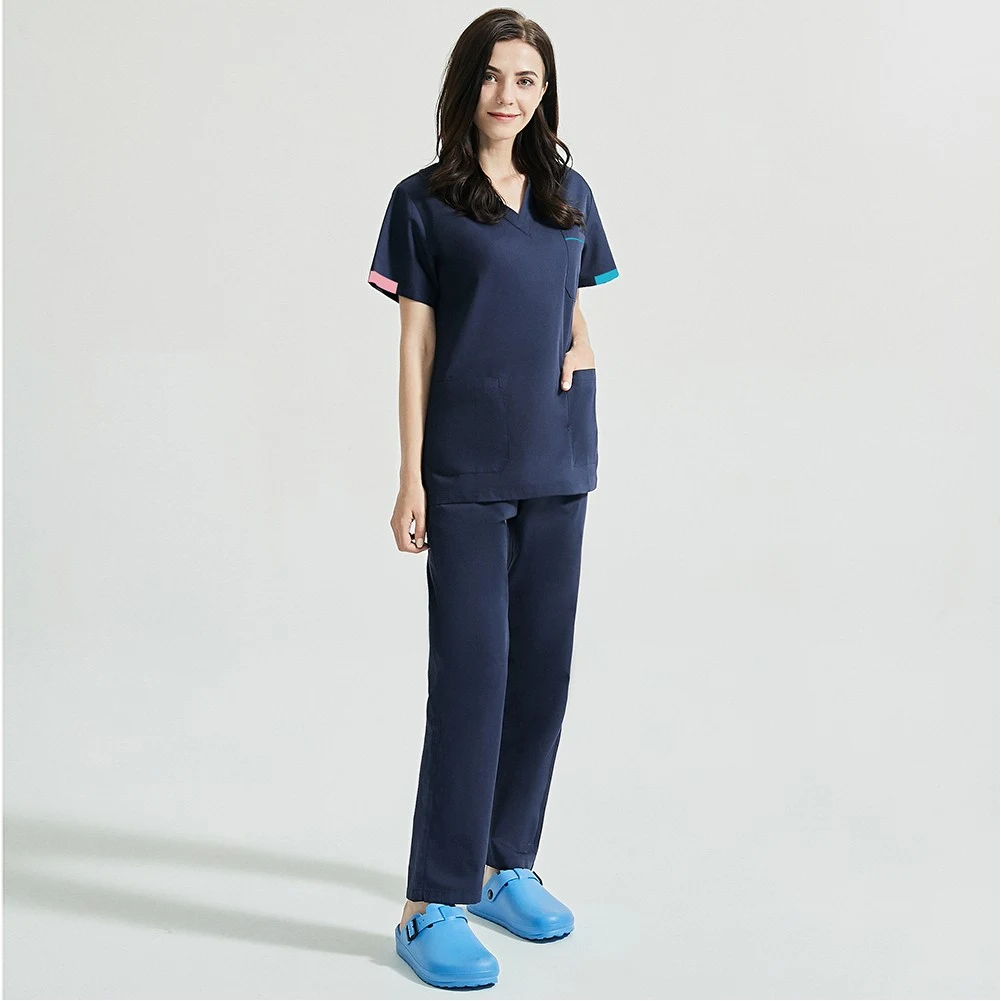 Nursing Uniforms Medical Workwear V-Neck Sets Tops+Pants 1