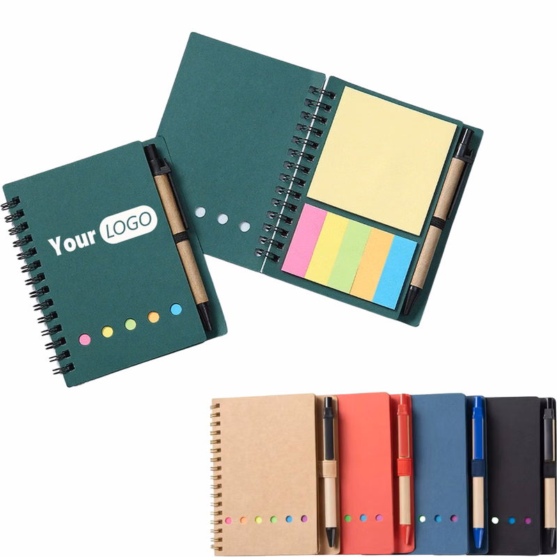Spiral Notebook with Journals Sticky Note Pen