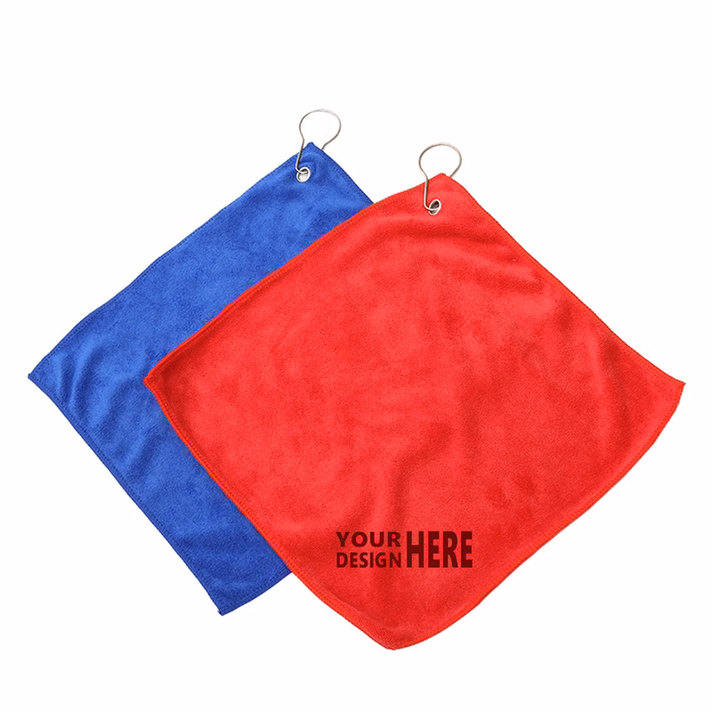 12" Microfiber Golf Towel w/Metal Grommet & Clip
