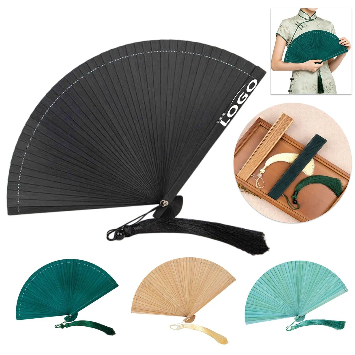 MOQ 10 Full Bamboo Folding Fan 1