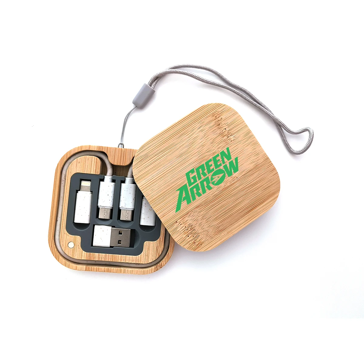 6-in-1 Travel Charging Cable Kit with Bamboo Storage Box 1
