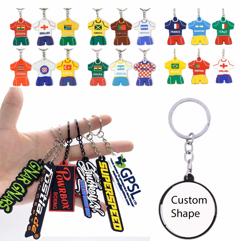 Custom PVC Rubber Basketball Jersey Keychain Football KeyTag